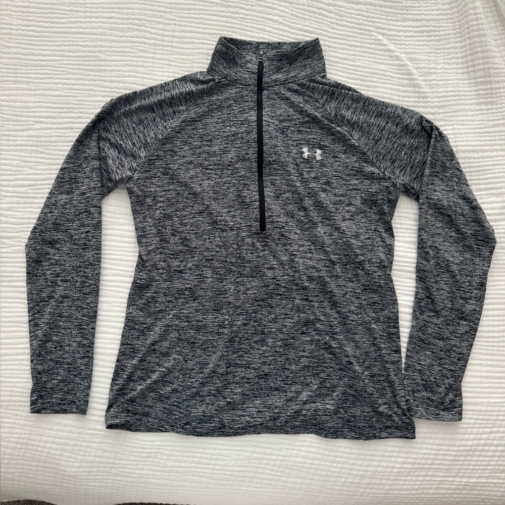 EUC Under Armour Black Heather Quarter-Zip Top